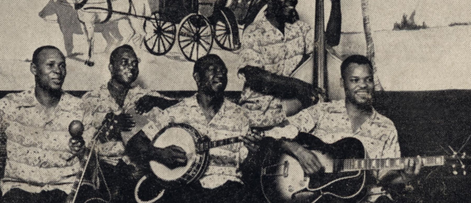 Vintage goombay band with banjo and guitars